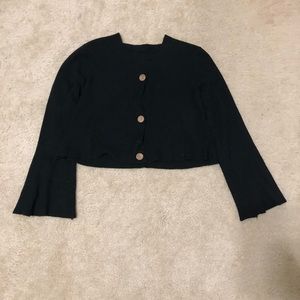 Button down flared arm cropped blouse